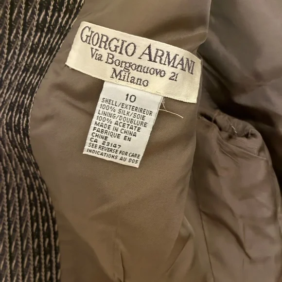 Vintage Giorgio Armani Borogonuovo 21 Wool Herringbone Blazer Jacket Size 10 - Picture 4 of 5